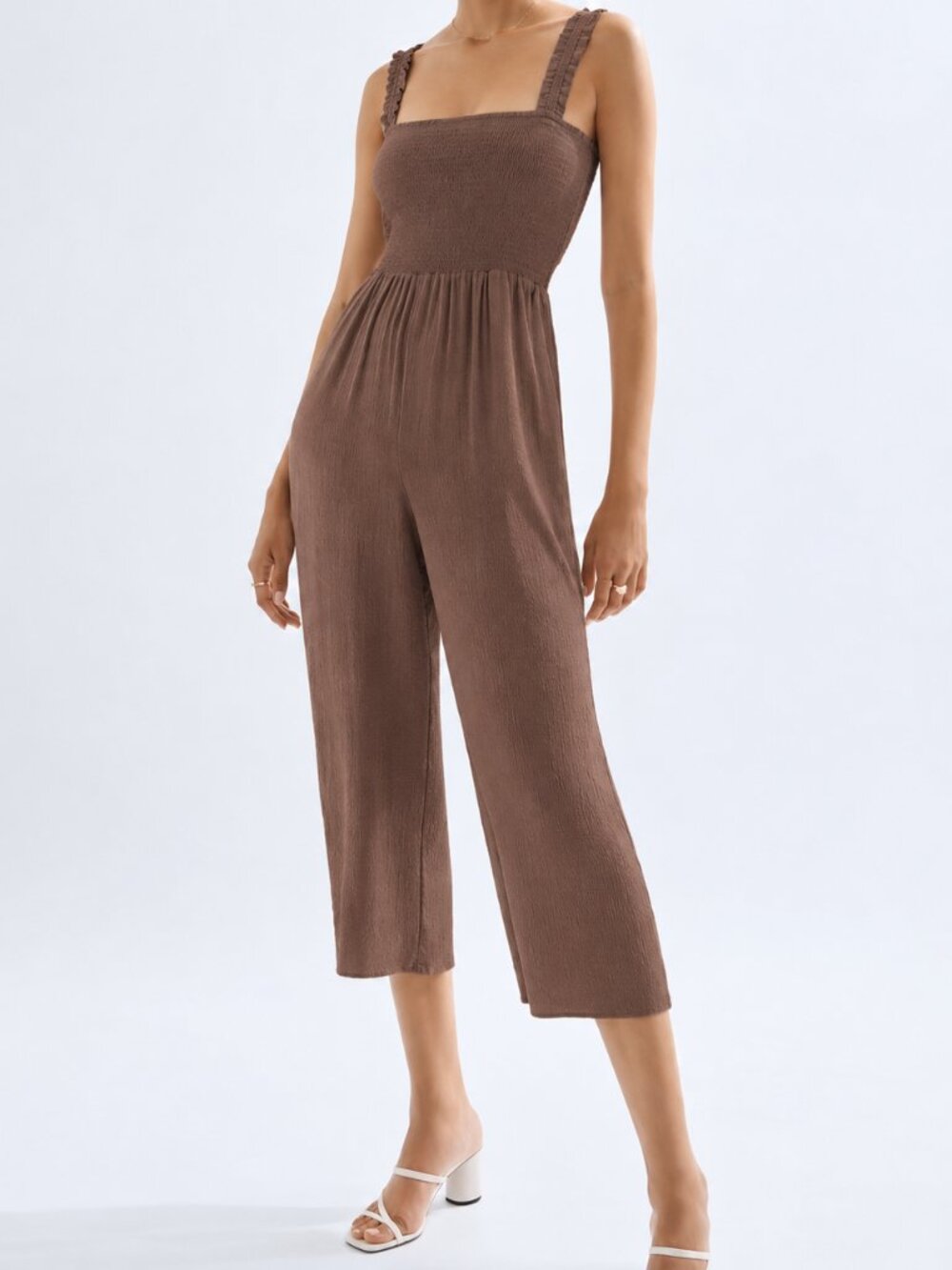 Wilfred Aritzia Brown Wide-Leg Jumpsuit_ Medium